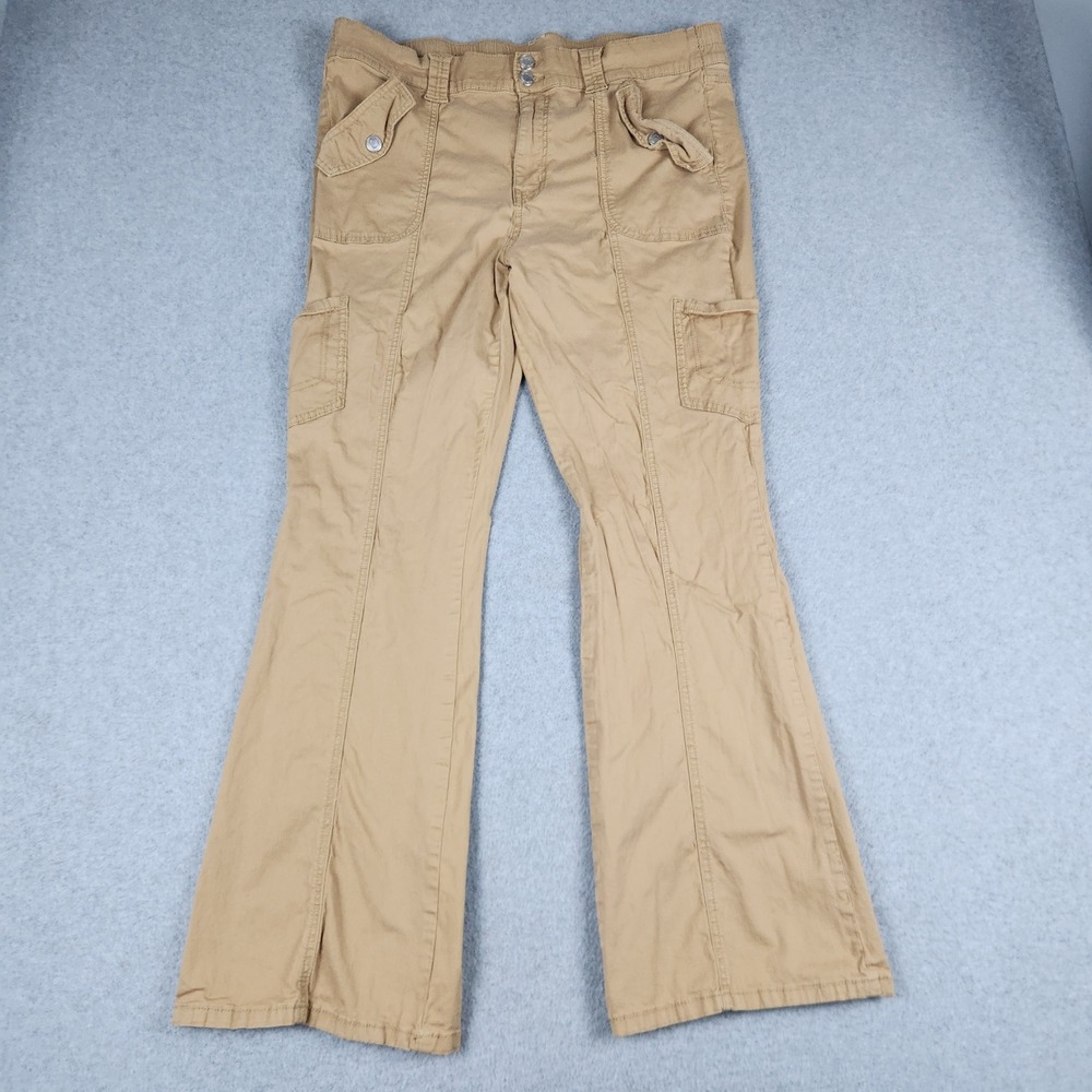 No Boundaries Cargo Pants Womens XXL 20 Khaki Cotton Utility Stretch Flare Leg